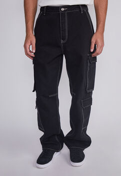 Jeans Hombre Multicargo Contraste Negro Sioux